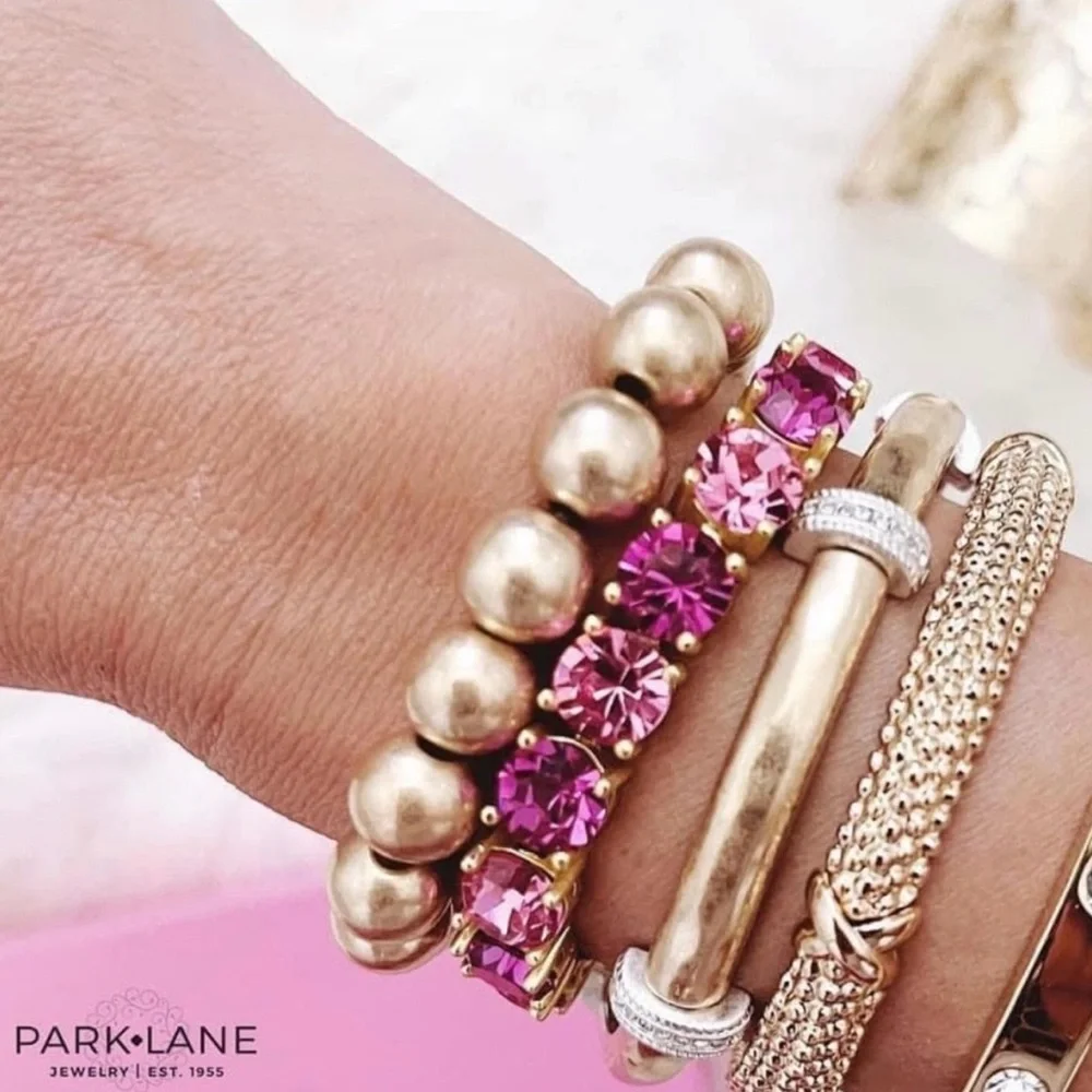 Park Lane Gold-Tone Bracelet with Pink Crystals - Picture 3 of 6